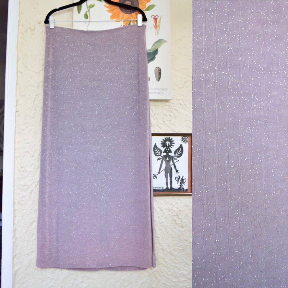 90s purple blue gray ombre sparkly glitter maxi skirt (36”)